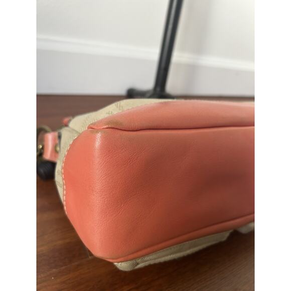RARE Y2K COACH Legacy Signature Beige Coral/Pink Leather Shoulder Bag w/Turnlock - Picture 13 of 16